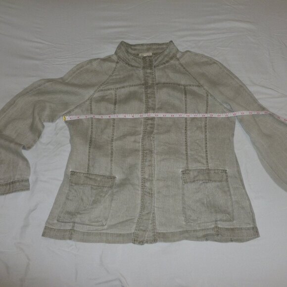 Eileen Fisher L Chambray 100% Linen Dove Gray Button Front Tailored Jacket EUC - Picture 6 of 11